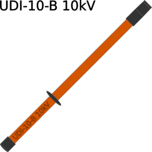 Uniwersalny drążek izolacyjny UDI-10-B przeznaczony jest do obsługi elektroenergetycznych urządzeń niskiego napięcia i średniego napięcia do 10kV. Autor grafiki Andrzej Wiaterek.