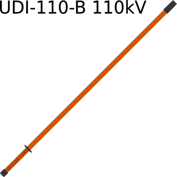 Uniwersalny drążek izolacyjny UDI-110-B przeznaczony jest do obsługi elektroenergetycznych urządzeń wysokiego napięcia do 110kV. Autor grafiki Andrzej Wiaterek.