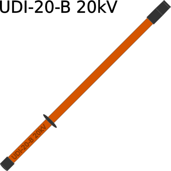 Uniwersalny drążek izolacyjny UDI-20-B przeznaczony jest do obsługi elektroenergetycznych urządzeń niskiego napięcia i średniego napięcia do 20kV. Autor grafiki Andrzej Wiaterek.