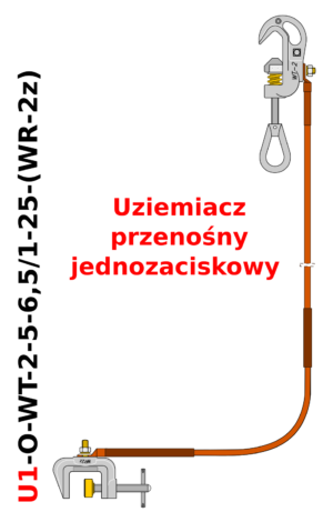 Uziemiacz przenośny jednozaciskowy do przewodów okrągłych U1-O-WT-2-5-6,5/1-25-(WR-2z)