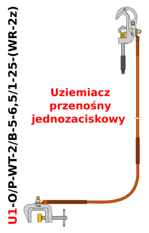 Uziemiacz przenośny jednozaciskowy do przewodów okrągłych i szyn płaskich U1-O/P-WT-2/B-5-6,5/1-25-(WR-2z)