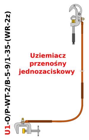 Uziemiacz przenośny jednozaciskowy do przewodów okrągłych i szyn płaskich U1-O/P-WT-2/B-5-9/1-35-(WR-2z)