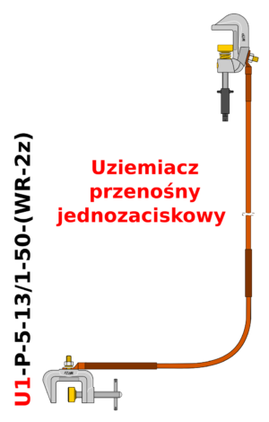 Uziemiacz przenośny jednozaciskowy do szyn płaskich U1-P-5-13/1-50-(WR-2z)