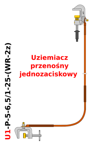 Uziemiacz przenośny jednozaciskowy do szyn płaskich U1-P-5-6,5/1-25-(WR-2z)