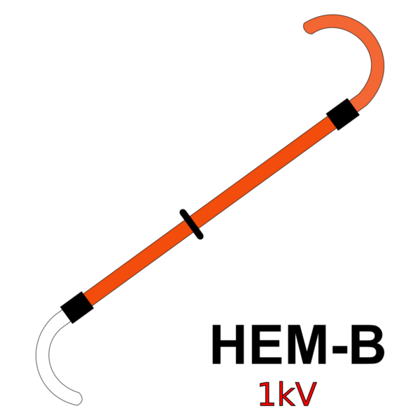 Hak ewakuacyjny HEM-B do 1kV. Ratowanie osób rażonych prądem elektrycznym. Grafika.